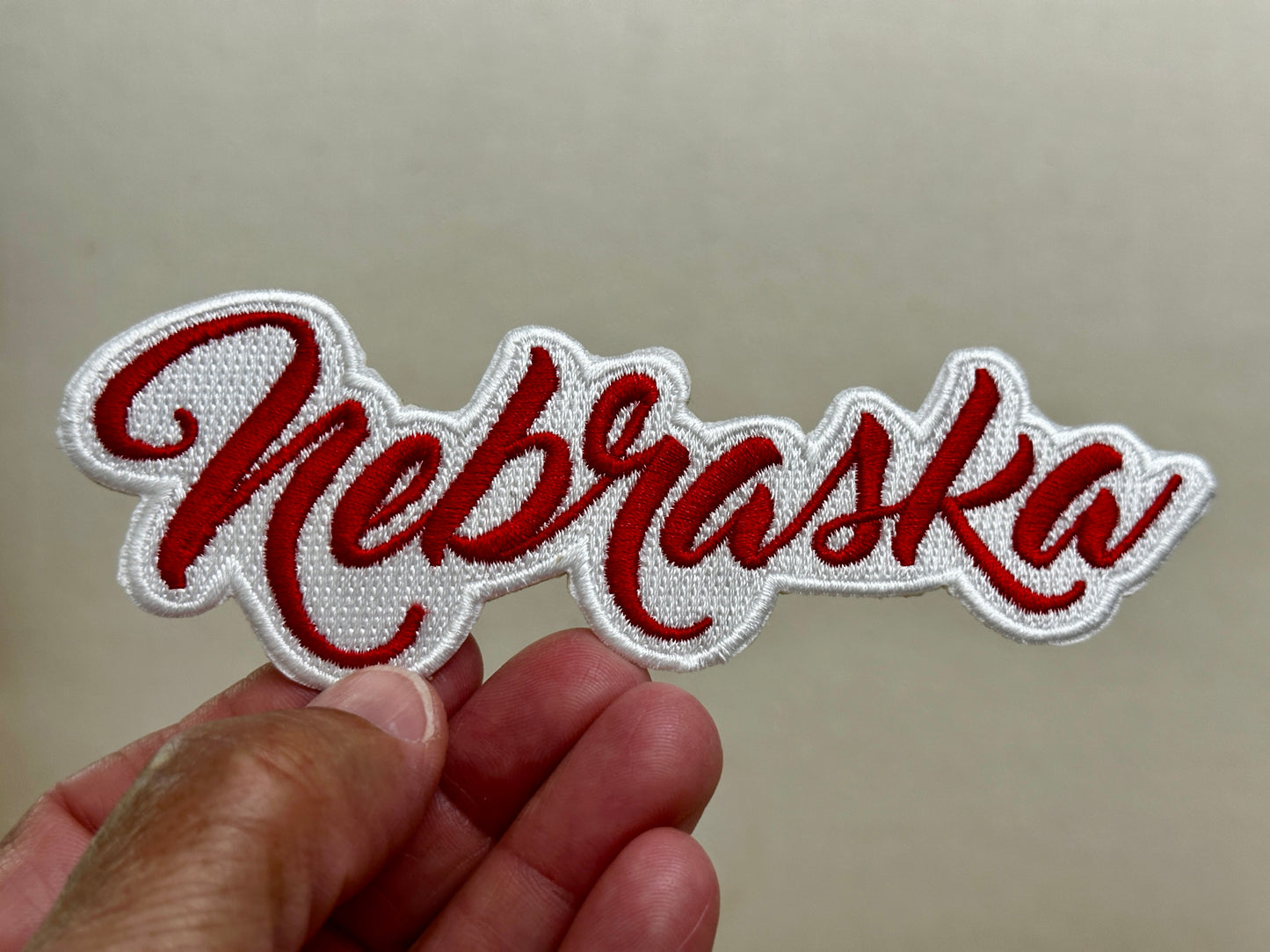 Nebraska Embroidered Patch - White | Iron On State Patch