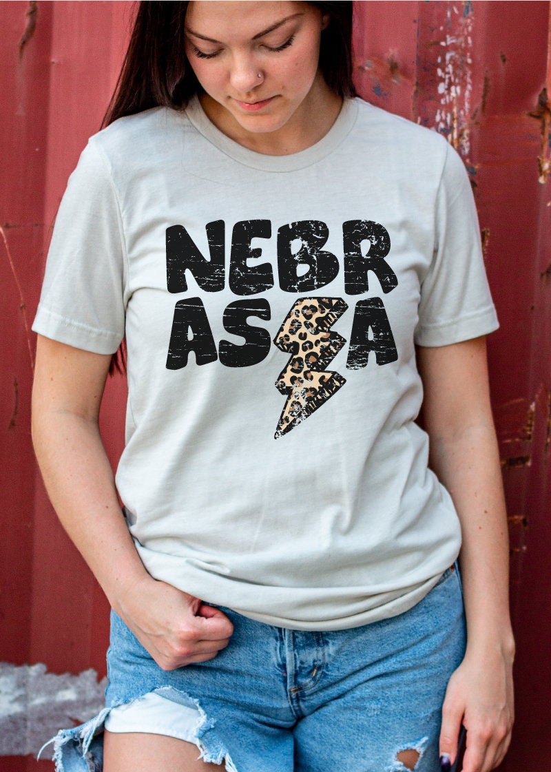 Nebraska Distressed Lightning Bolt PNG, Leopard Lightning Bolt png, Nebraska Distressed