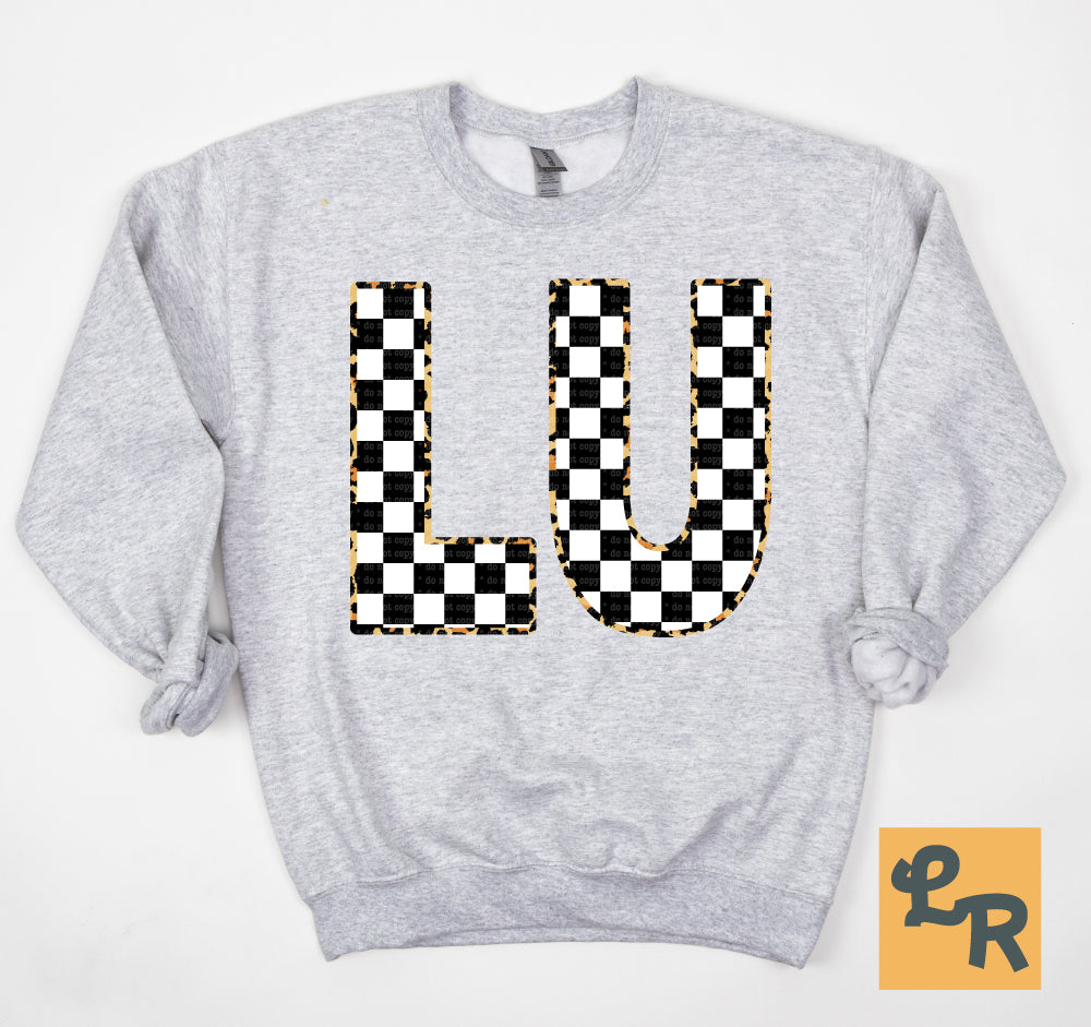 Black & White Stretch Checkered Leopard Alphabet PNG | Printable Border Letters Digital Download