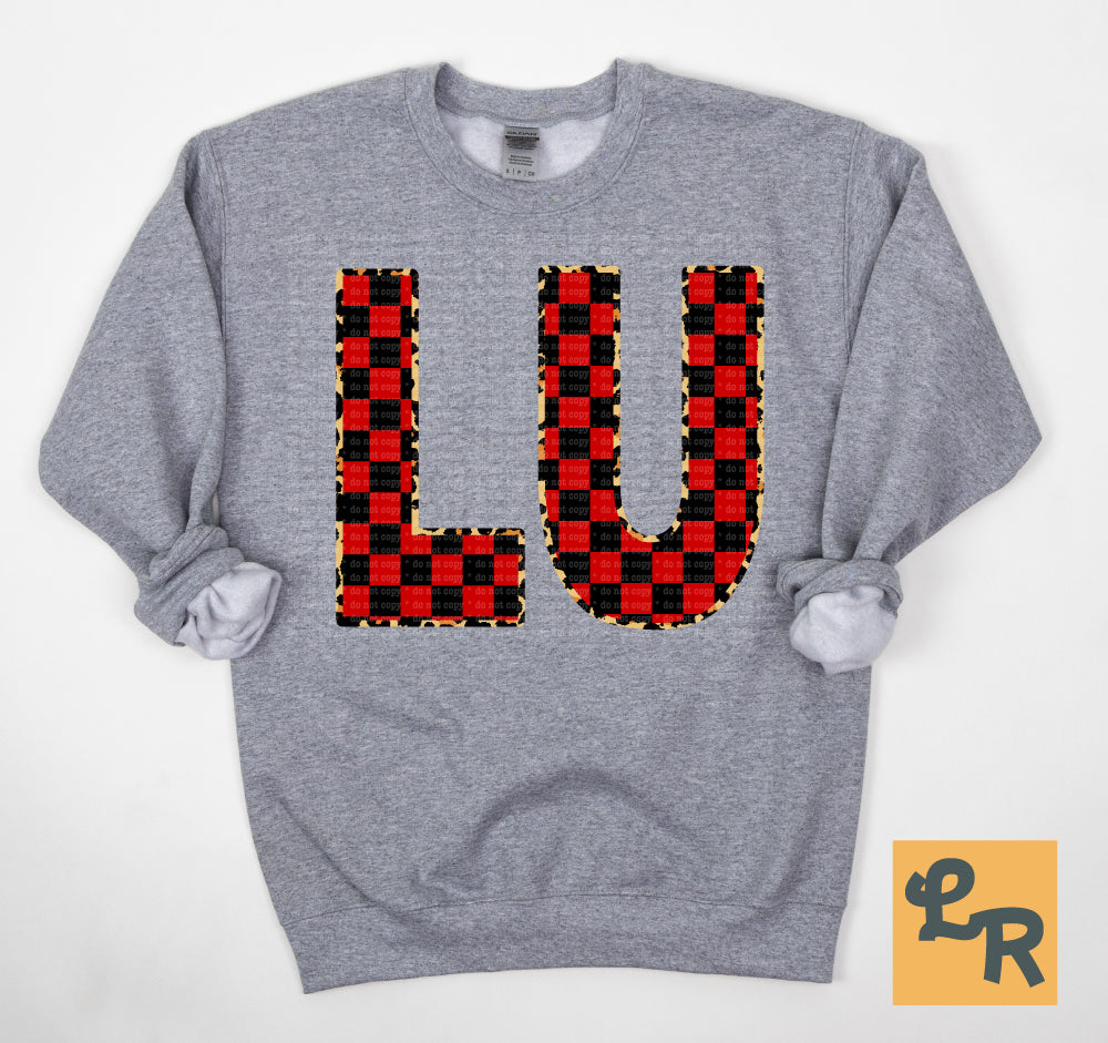 Red & Black Stretch Checkered Leopard Alphabet PNG | Printable Letters Digital Download
