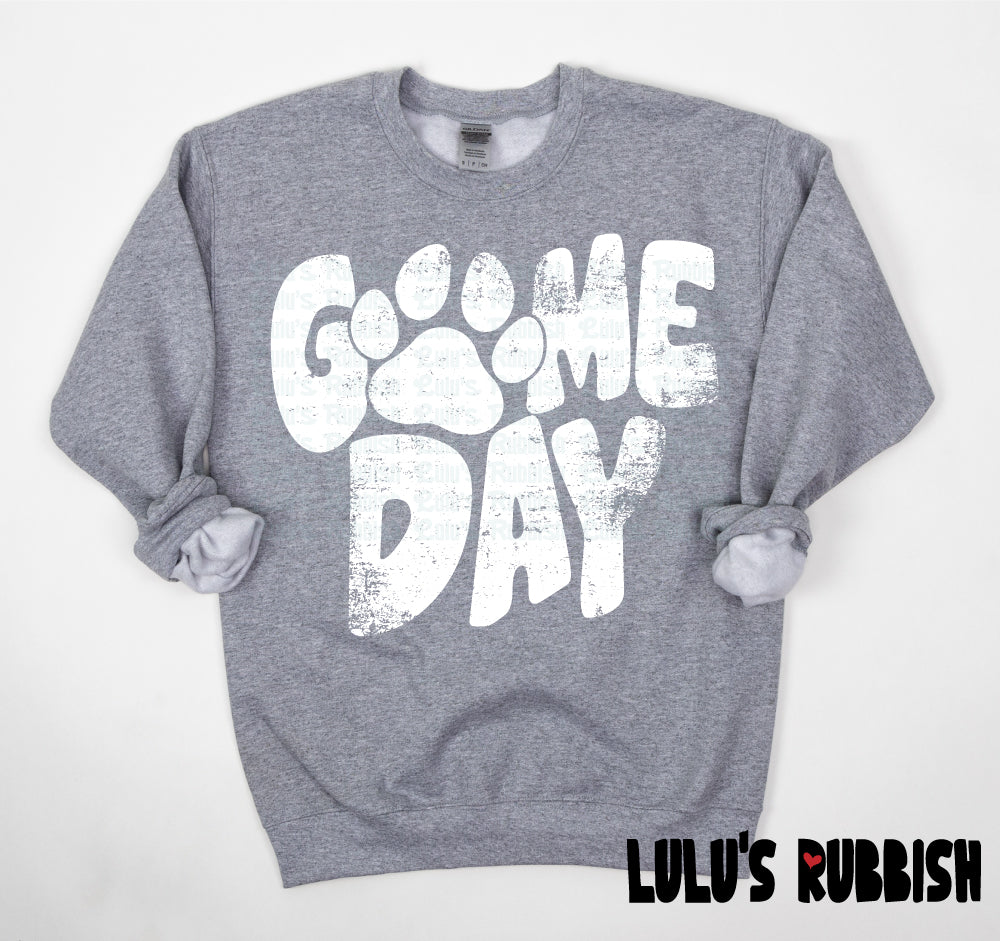 Game Day Paw png, Distressed Game Day png, png, Digital Design Black and White