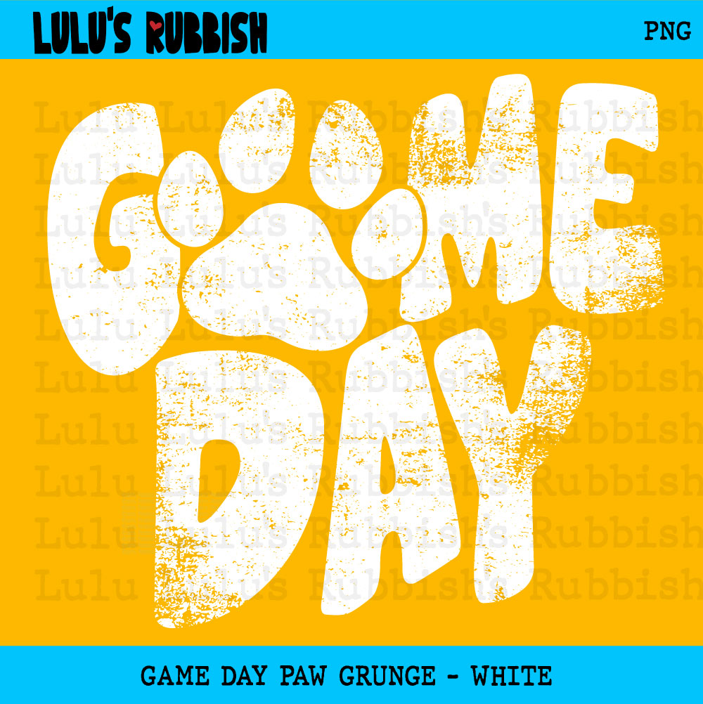 Game Day Paw png, Distressed Game Day png, png, Digital Design Black and White