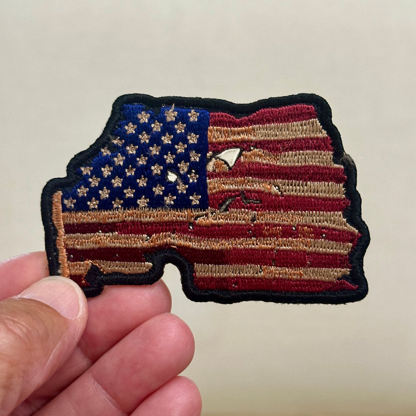 Distressed American Flag State Patch | USA Iron On Embroidered Patch | America 250