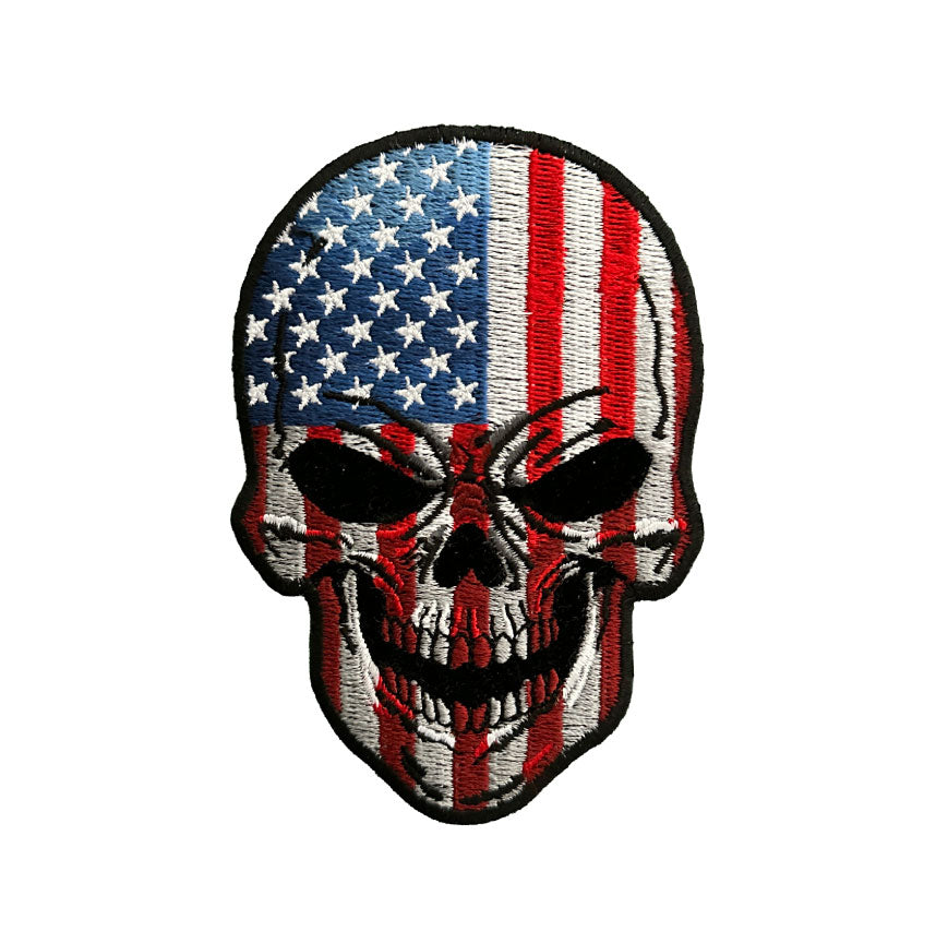 American Flag Skull Patch | America 250 Patriotic Iron On Patch