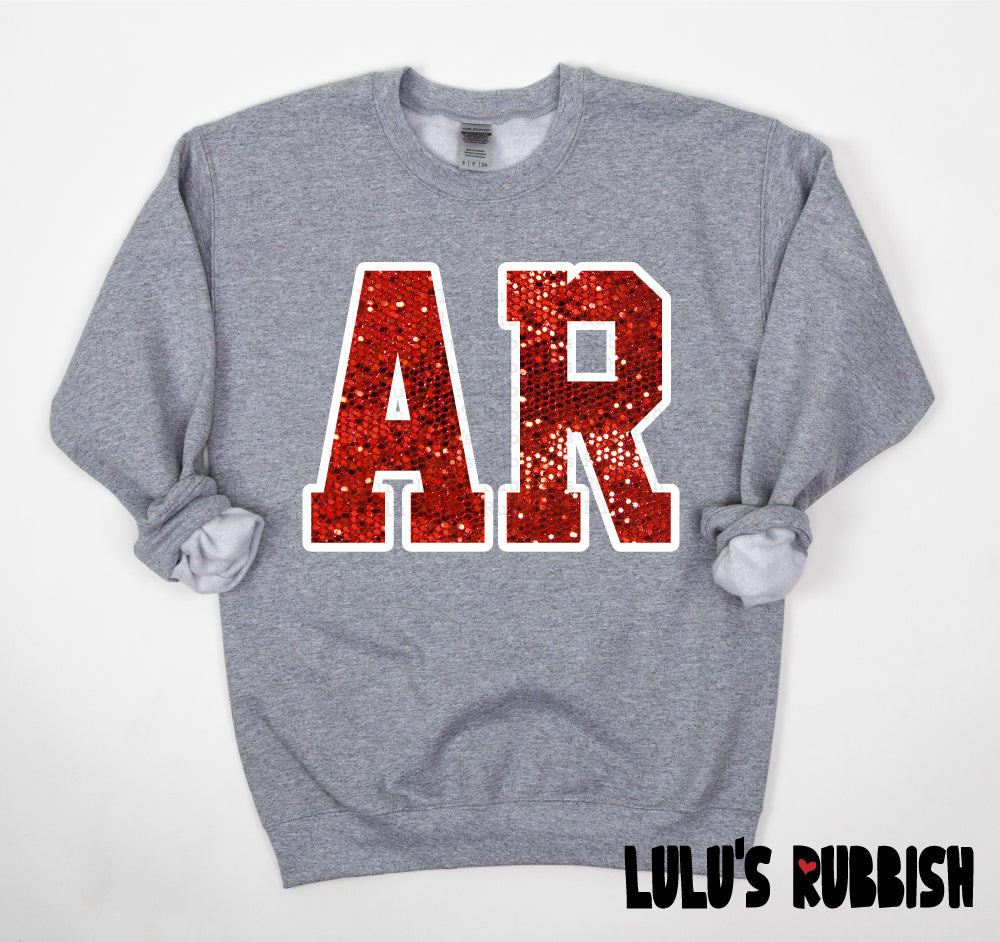 Red Sequin Varsity Letters PNG, Glitter Initial Monogram, School Spirit Game Day Design, Sparkle Athletic Letter PNG