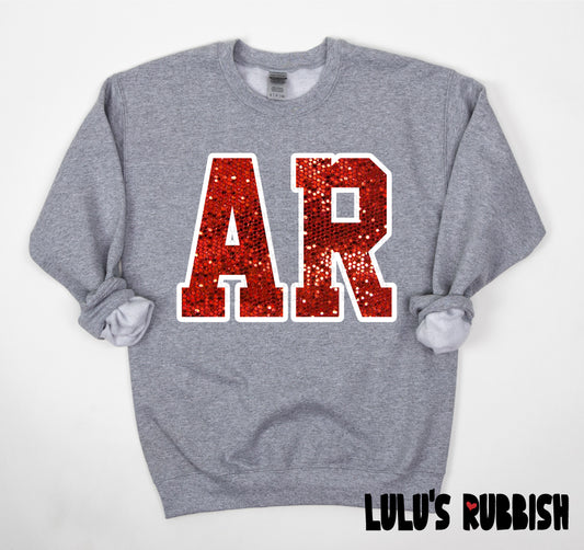 Red Sequin Varsity Letters PNG, Glitter Initial Monogram, School Spirit Game Day Design, Sparkle Athletic Letter PNG