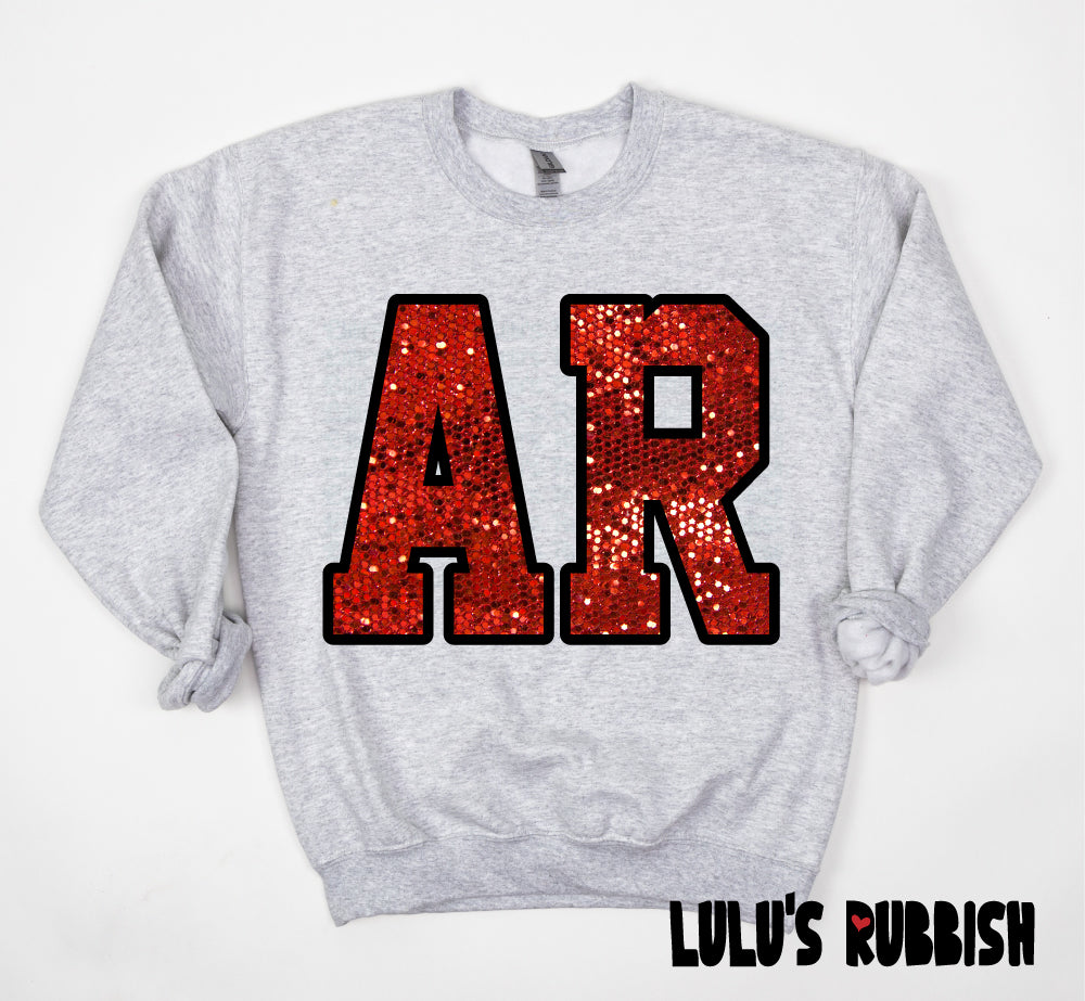 Red Sequin Varsity Letters PNG, Glitter Initial Monogram, School Spirit Game Day Design, Sparkle Athletic Letter PNG