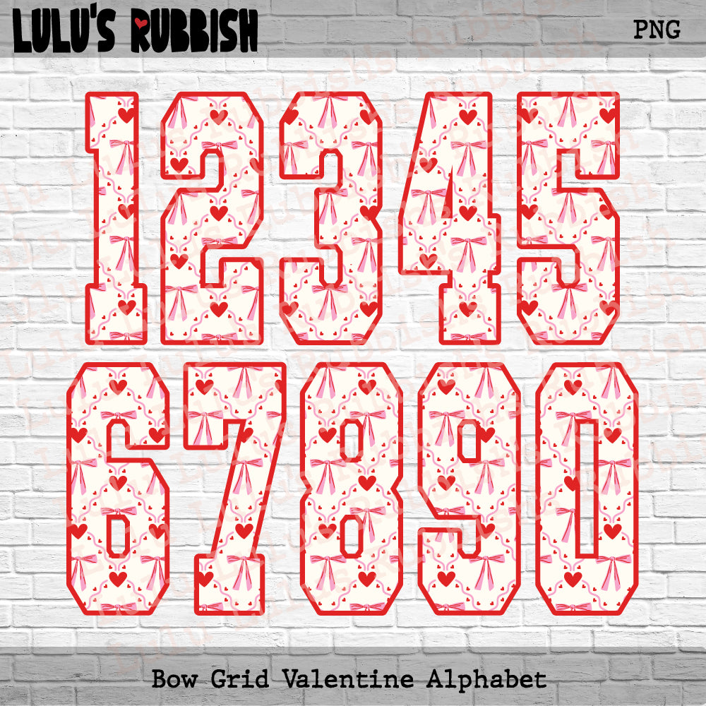 Bow Heart Valentine Alphabet PNG | Valentine Letters Printable Download