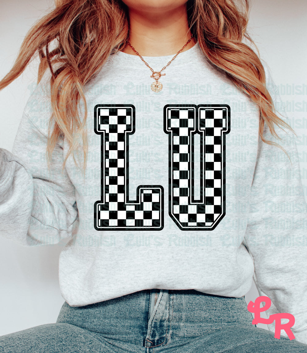 Black & White Stretch Checkered Alphabet PNG | Printable Letters Digital Download