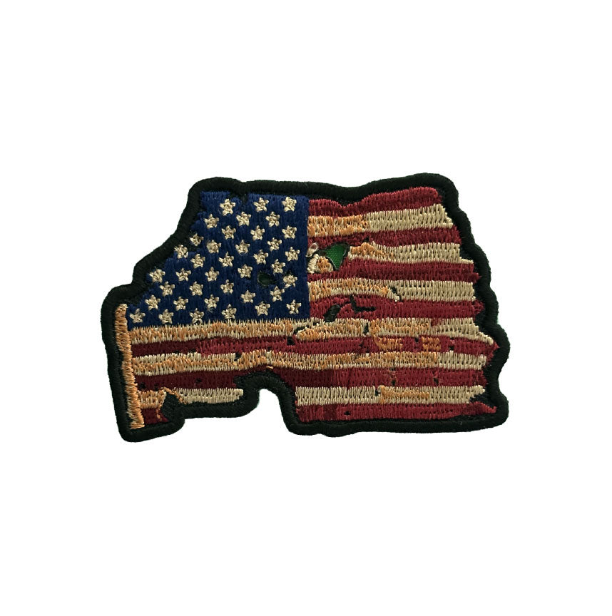 Distressed American Flag State Patch | USA Iron On Embroidered Patch | America 250
