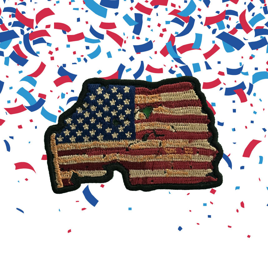 Distressed American Flag State Patch | USA Iron On Embroidered Patch | America 250