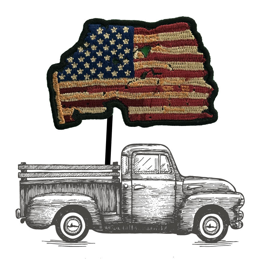 Distressed American Flag State Patch | USA Iron On Embroidered Patch | America 250