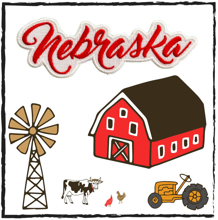 Nebraska Embroidered Patch - White | Iron On State Patch