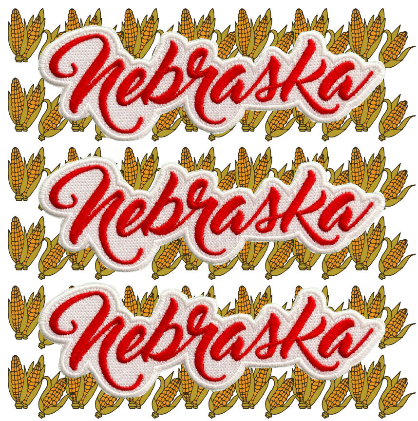 Nebraska Embroidered Patch - White | Iron On State Patch
