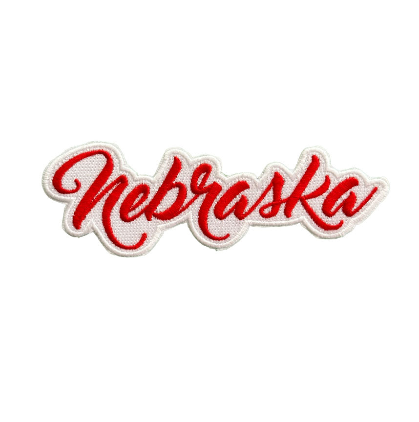 Nebraska Embroidered Patch - White | Iron On State Patch