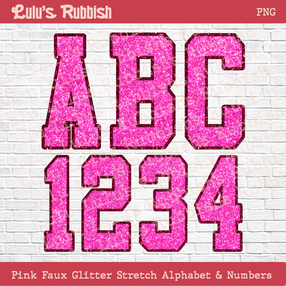 Pink Glitter Stretch Alphabet PNG | Printable Letters Digital Download