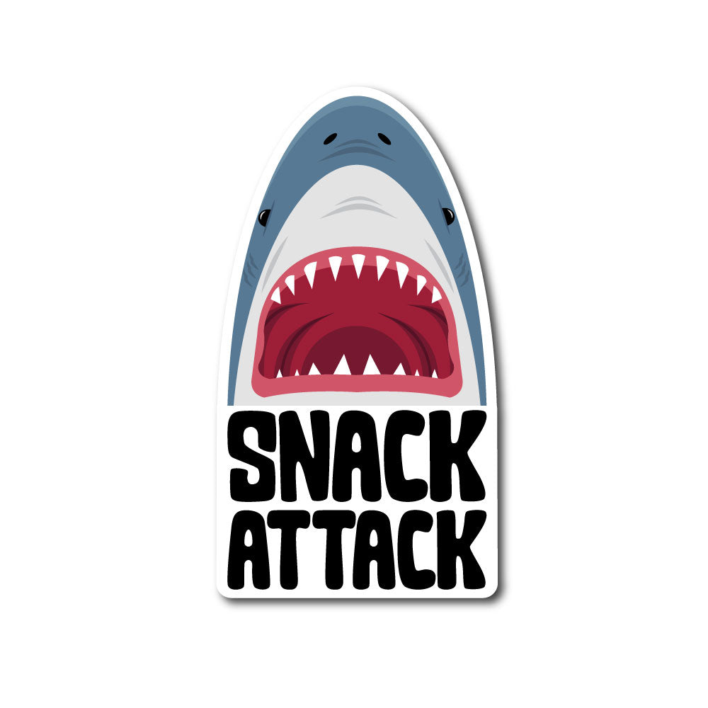 Snack Attack Sticker | Funny Shark Vinyl Sticker | Waterproof Decal