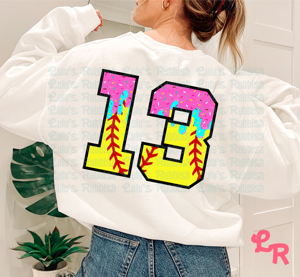Ice Cream Drip Softball League Alphabet PNG | Softball Sports Letters Printable Download
