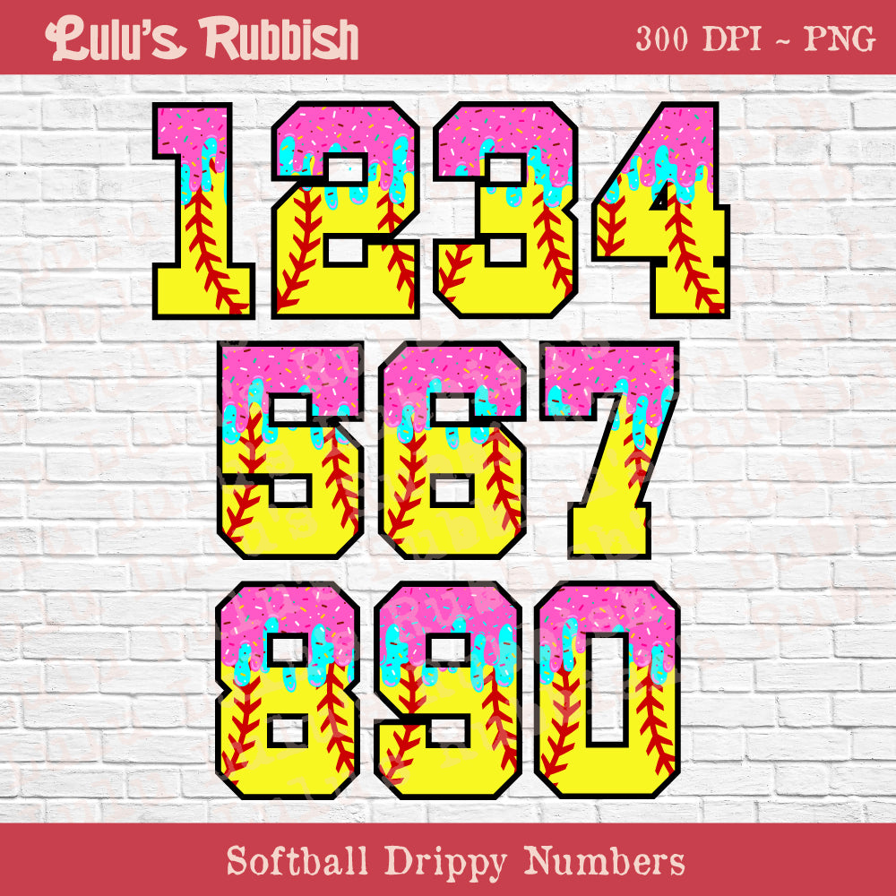 Ice Cream Drip Softball League Alphabet PNG | Softball Sports Letters Printable Download