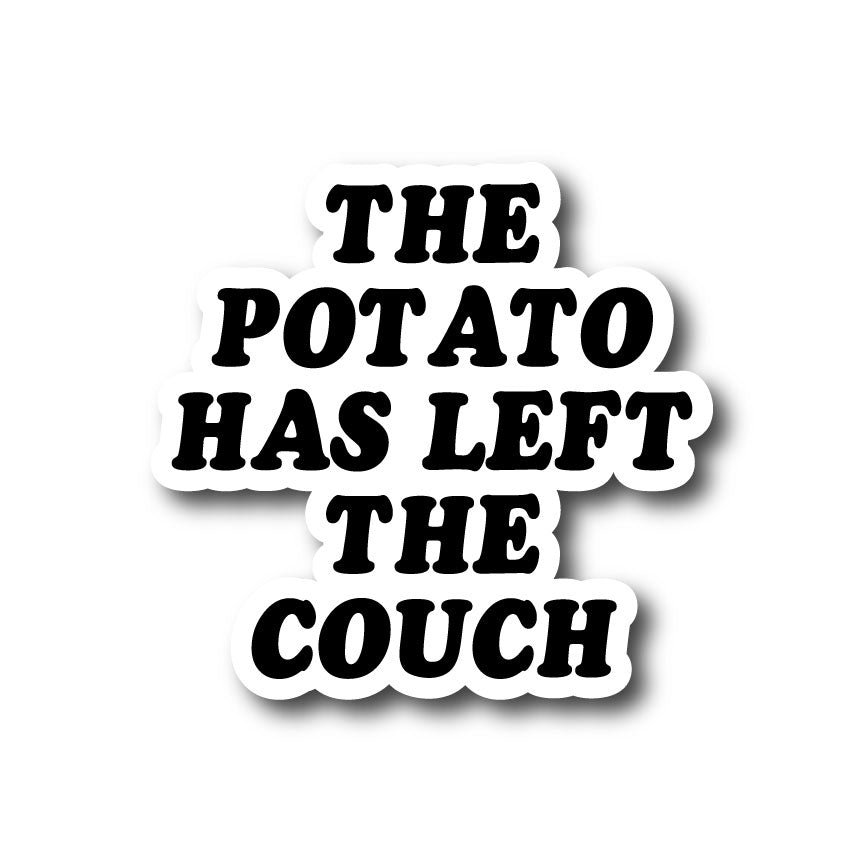 The Potato Has Left the Couch Sticker | Funny Adventure Vinyl Sticker 🥔✨🚴‍♀️