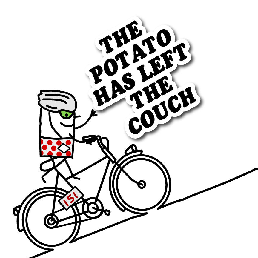 The Potato Has Left the Couch Sticker | Funny Adventure Vinyl Sticker 🥔✨🚴‍♀️