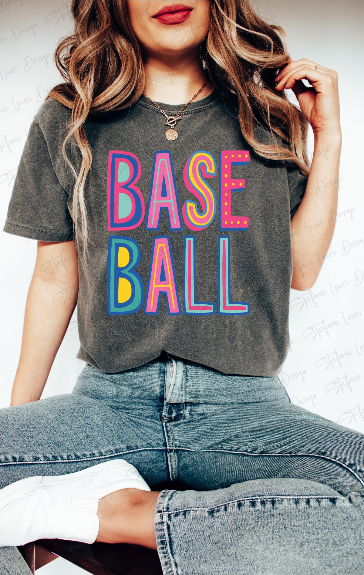BASEBALL Stacked Cute Font Digital Design