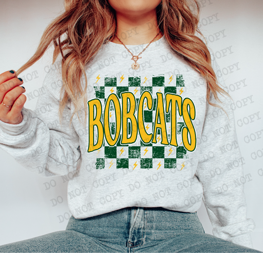 BOBCATS Checkered Rag GREEN & GOLD Digital Design | PNG