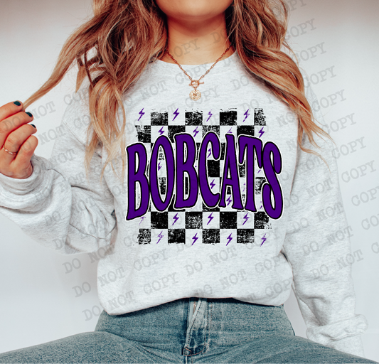 BOBCATS Checkered Rag PURPLE Digital Design | PNG