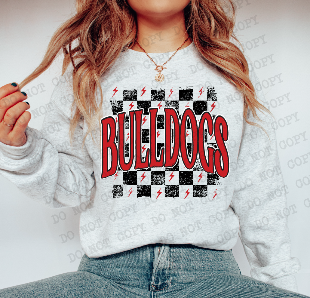 Bulldogs Checkered Rag Red & Black Digital Design | PNG