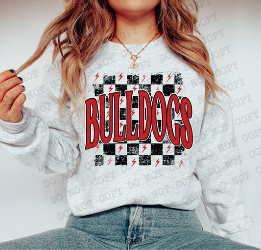 Bulldogs Checkered Rag Red & Black Digital Design | PNG