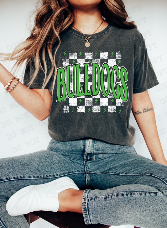Bulldogs Checkered Rag Kelly Green & White Digital Design | PNG