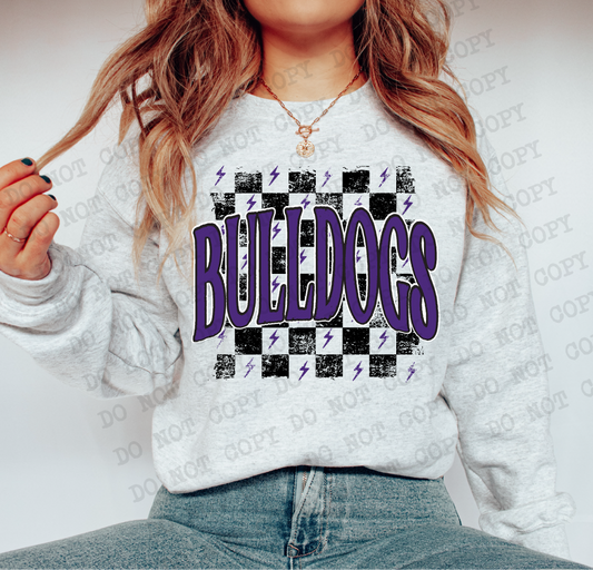 Bulldogs Checkered Rag Purple Digital Design | PNG