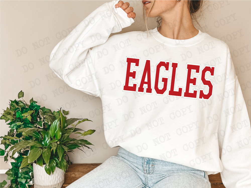 Eagles Mascot Embroidered in Red Digital Design