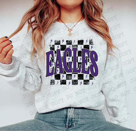 Eagles Checkered Rag Purple Digital Design | PNG