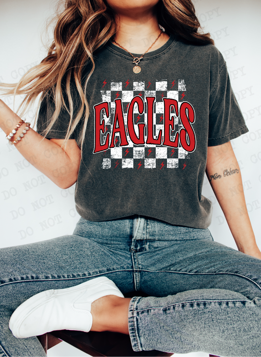 Eagles Checkered Rag Red & White Digital Design | PNG