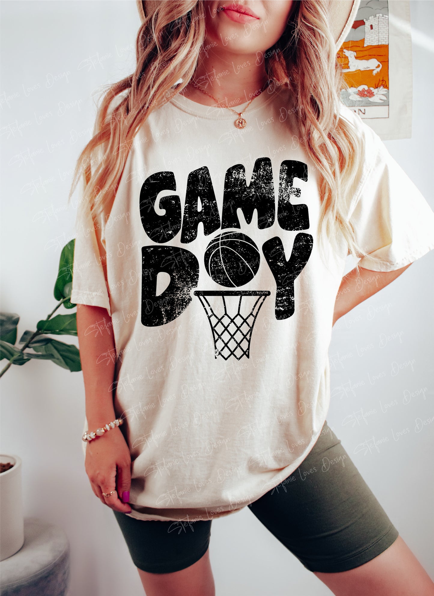 Game Day Hoop with Basketball Digital Design