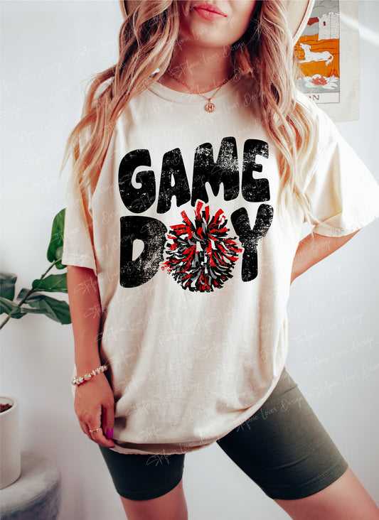 Game Day Pom Pom Cheer Digital Design
