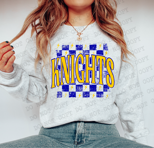 KNIGHTS Checkered Rag Royal & Gold Digital Design | PNG