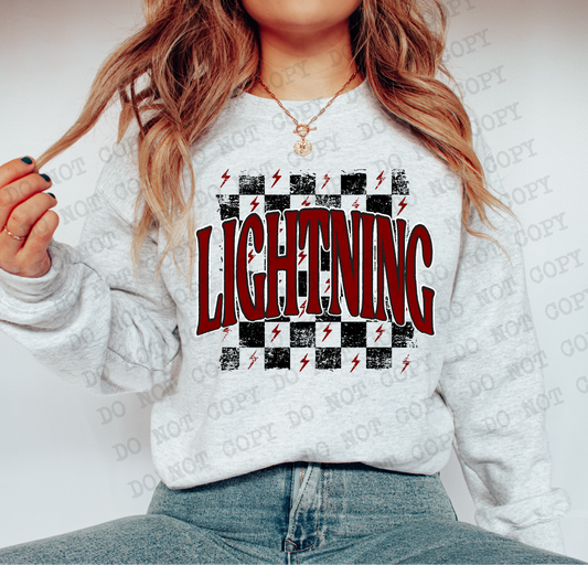 LIGHTNING Checkered Rag MAROON Digital Design | PNG