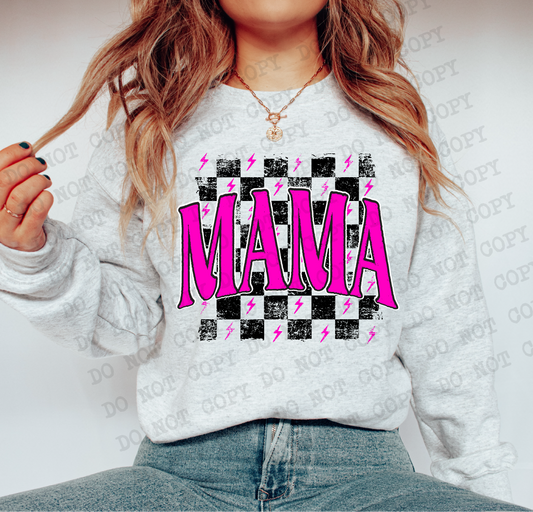 MAMA Checkered Rag Pink Digital Design | PNG