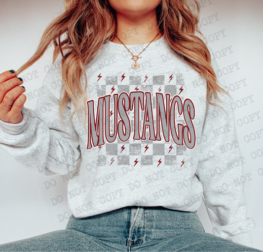 MUSTANGS Checkered Rag MAROON & GREY Digital Design |PNG