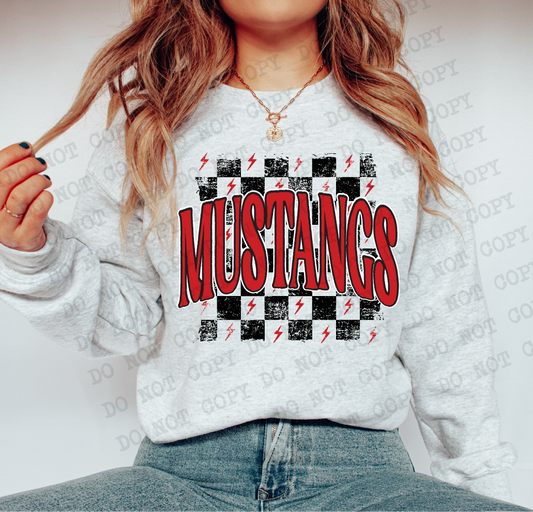 Mustangs Checkered Rag Red Digital Design | PNG