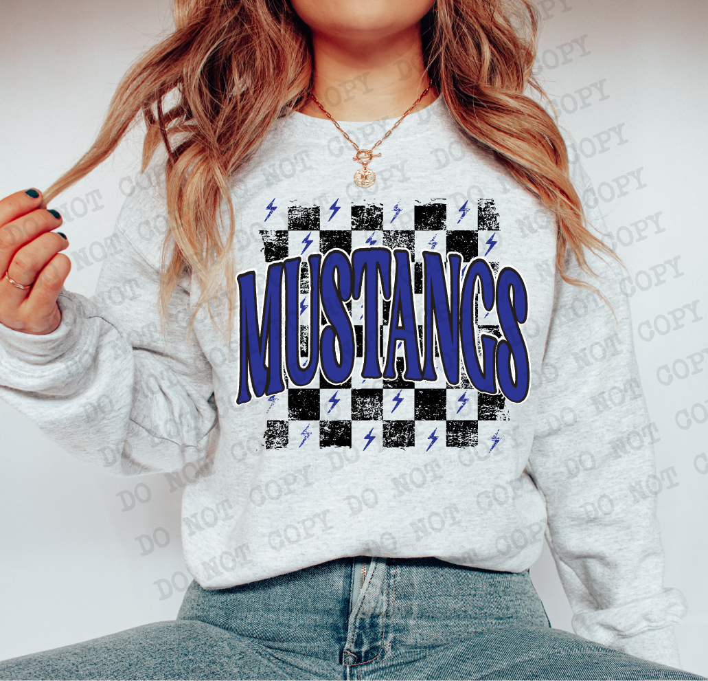Mustangs Checkered Rag Royal Digital Design | PNG