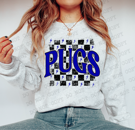 PUGS Checkered Rag ROYAL Digital Design | PNG