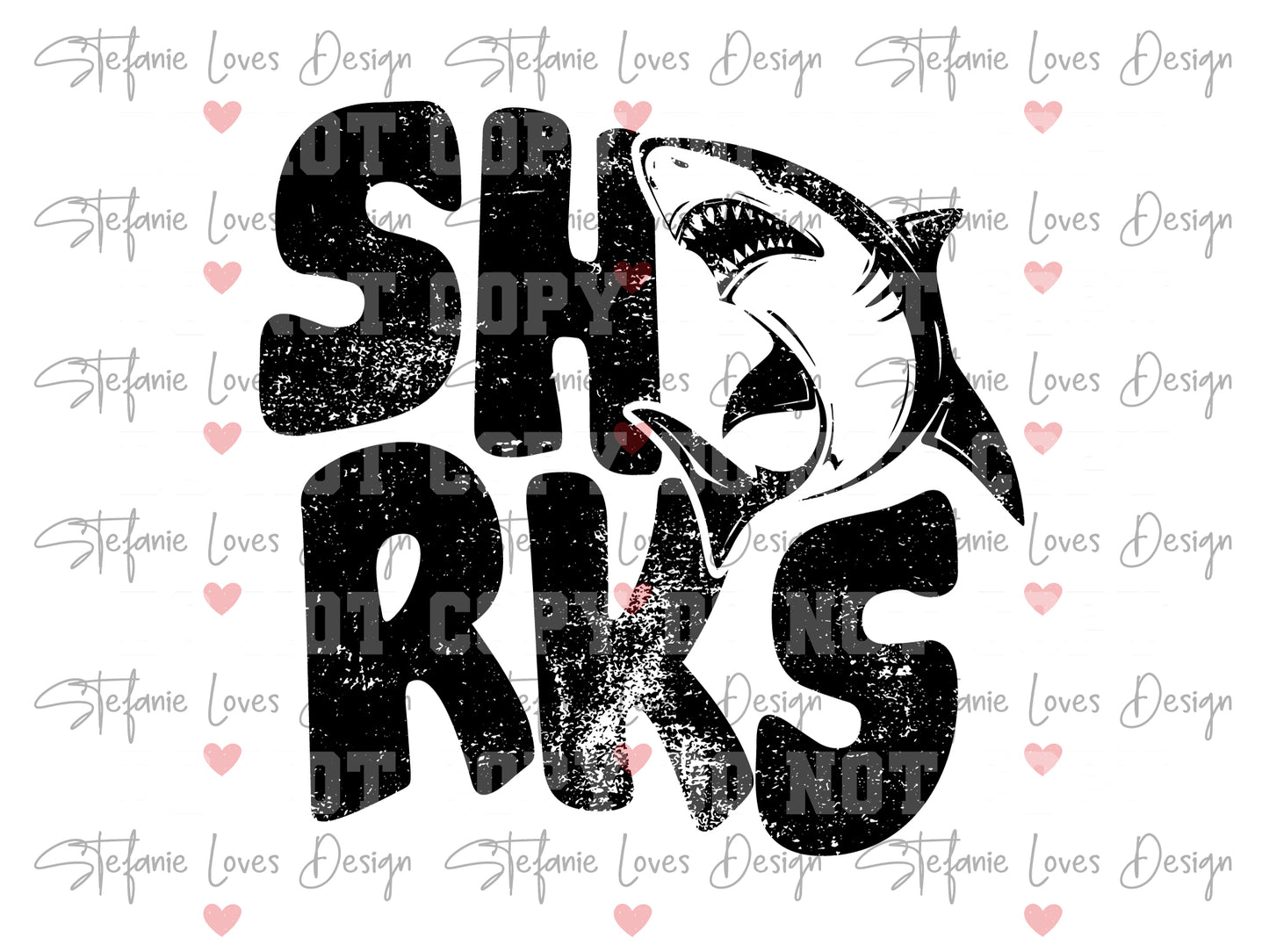 Sharks Mascot | Stacked Shark Grunge PNG Digital Design