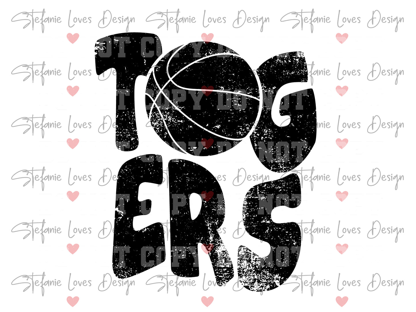 Tigers Stacked Basketball Digital Design
