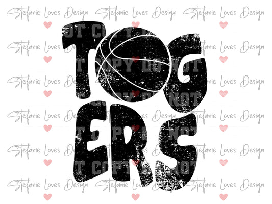 Tigers Stacked Basketball Digital Design