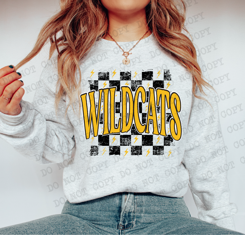 WILDCATS Checkered Rag Gold Digital Design | PNG