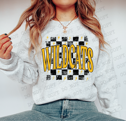 WILDCATS Checkered Rag Gold Digital Design | PNG