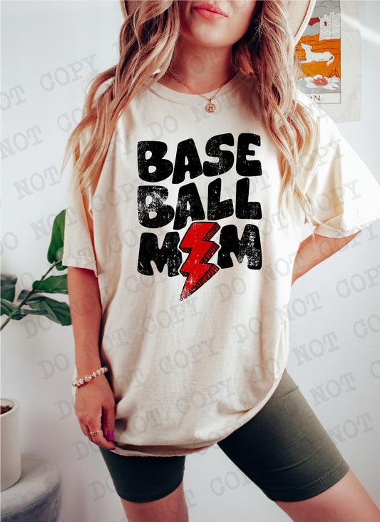 Baseball Mom Red Bolt Grunge Digital Design